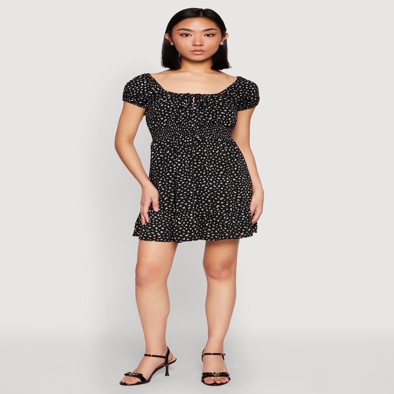 Floral Peasant Mini Dress