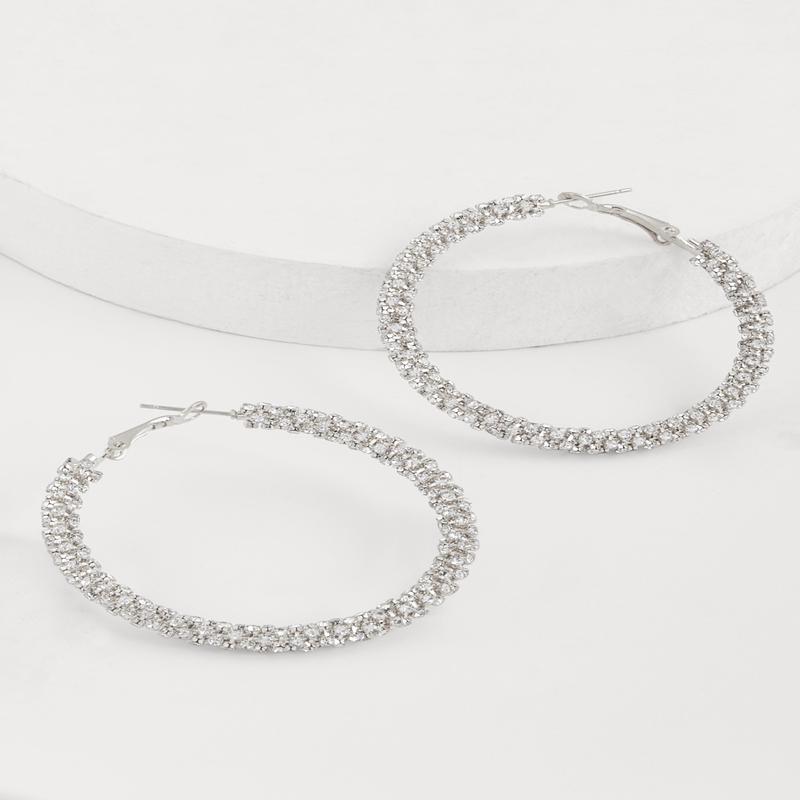Stylish Rhinestone Hoop Earrings