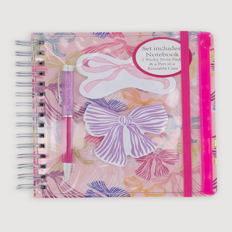 Bow Graphic Print Spiral Notebook Set