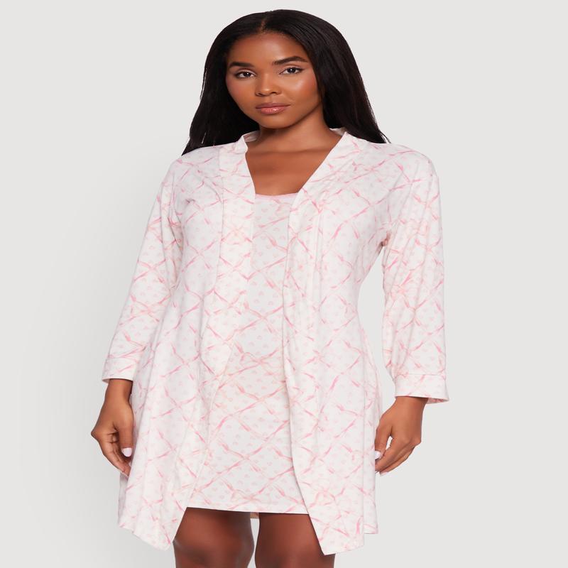 Bow Print Nightgown with Robe