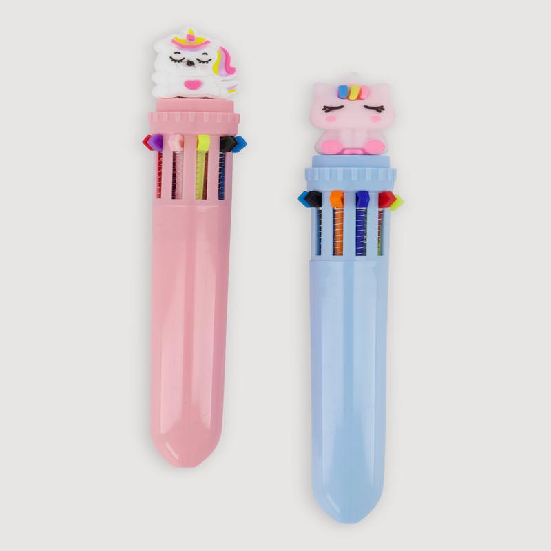 Girls 10 Retractable Multicolor Ink Unicorn Pens 2 Pack