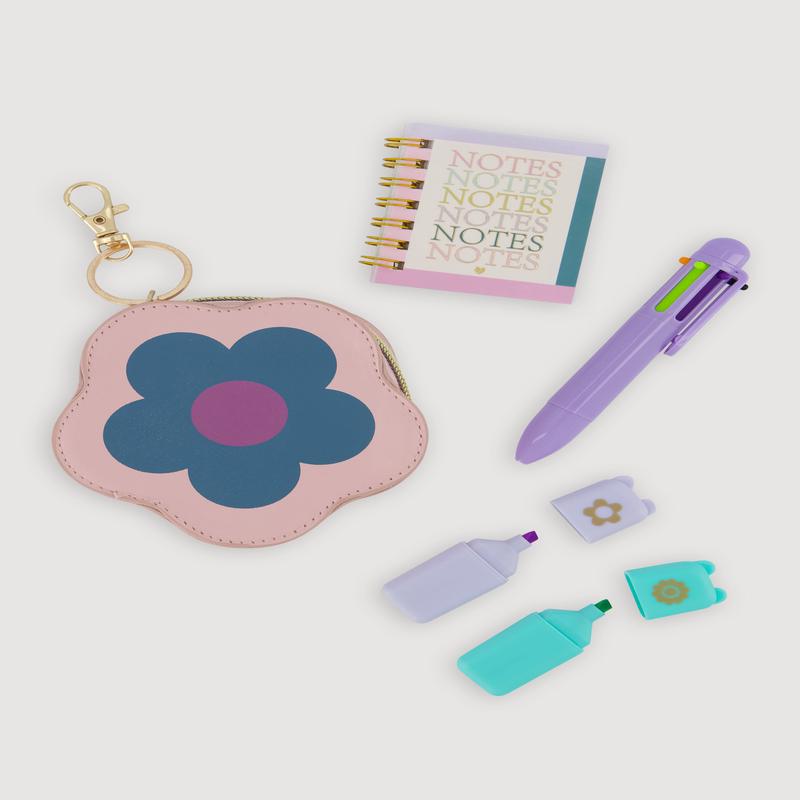 Girls Mini Floral Pouch Keychain Stationary Set