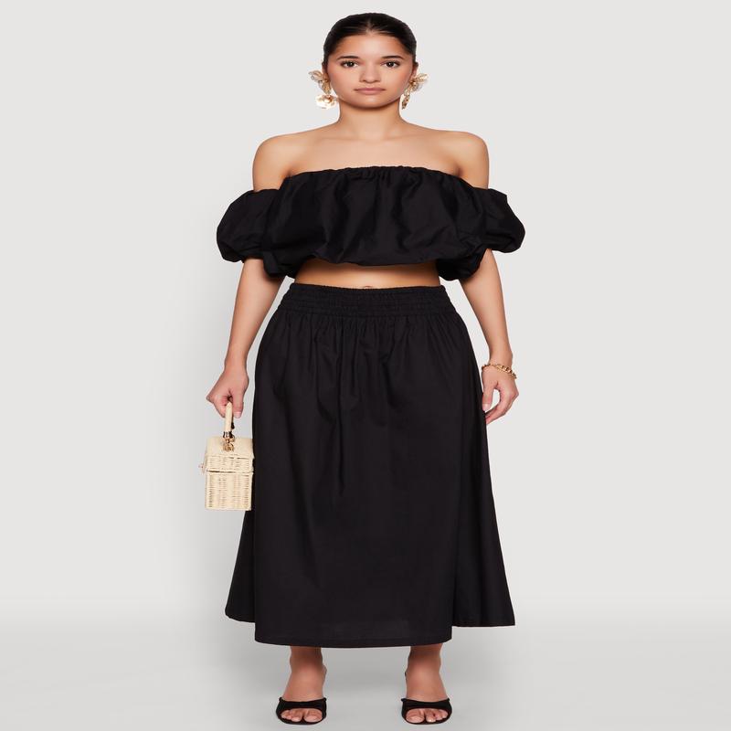 Haute Monde High Waist Midi Skirt