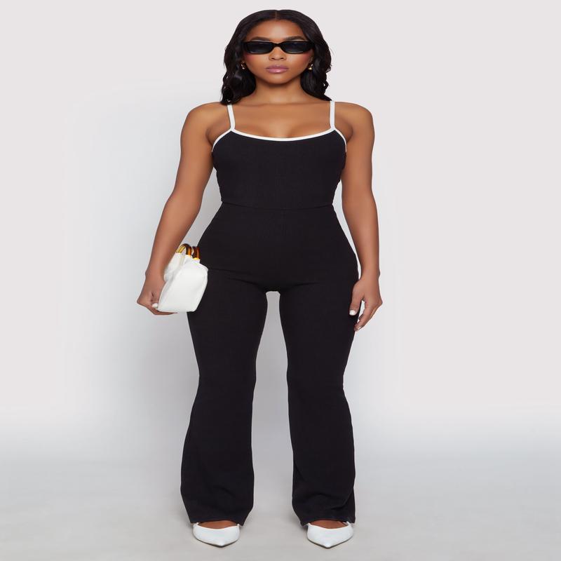 Iris Contrast Trim Cami Flare Jumpsuit