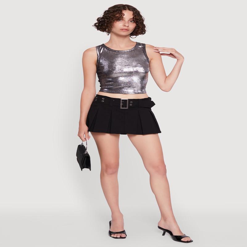 Metallic Sleeveless Crop Top