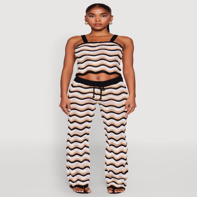 Wavy Striped Crochet Pants