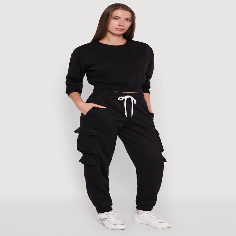 Drawstring High Waisted Cargo Pocket Sweatpants