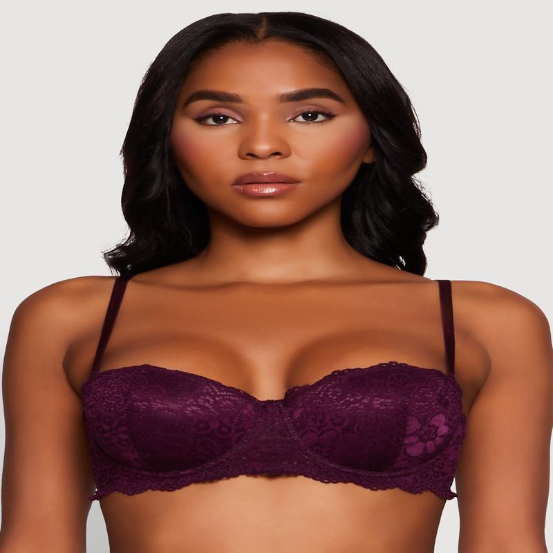 Flower Lace Scalloped Hem Balconette Bra