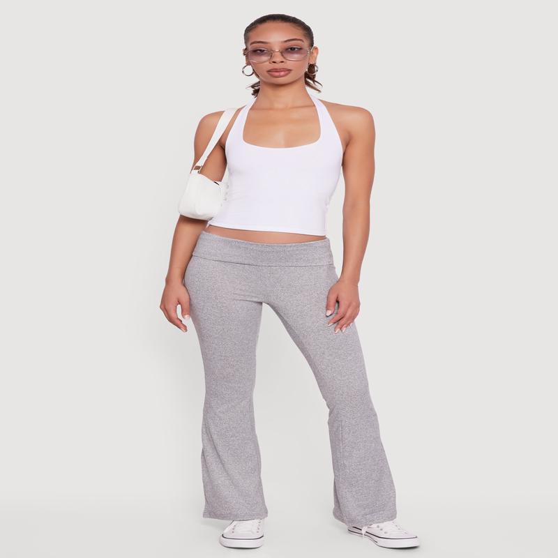 Fold Over Boot Cut Casual Pants