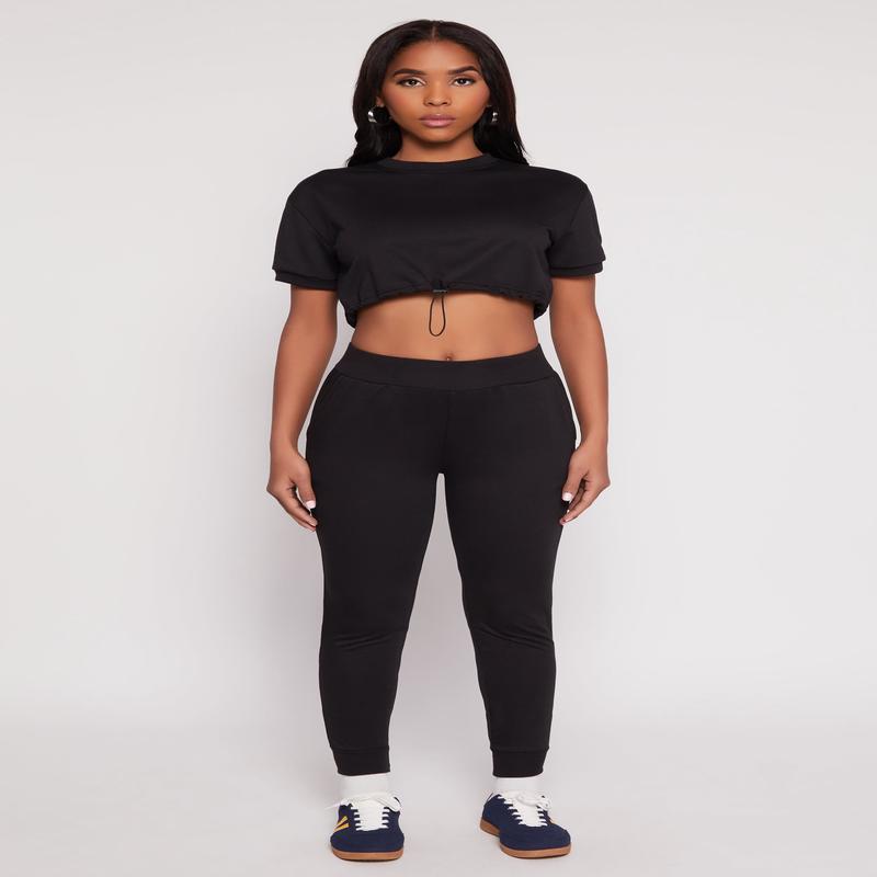 French Terry Pull On High Waisted Joggers