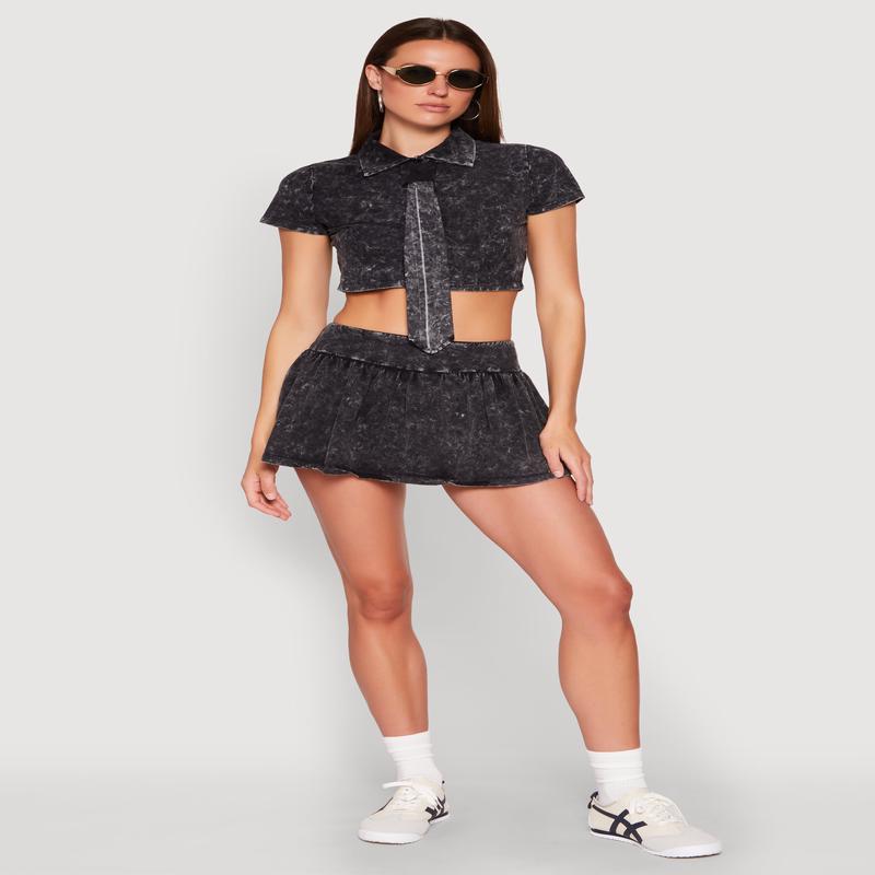 Mineral Wash Ruched Skort