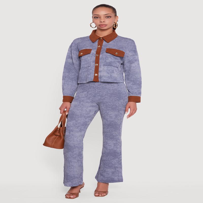 Mineral Wash Shadow Stripe Flare Pants