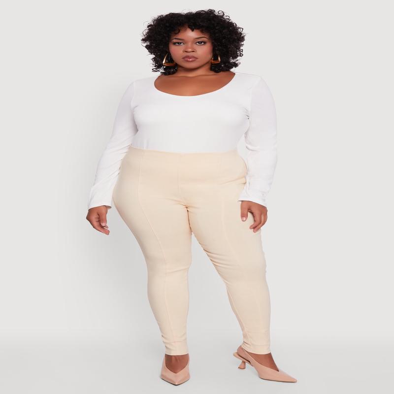 Plus Size High Waisted Skinny Leg Pintuck Pants