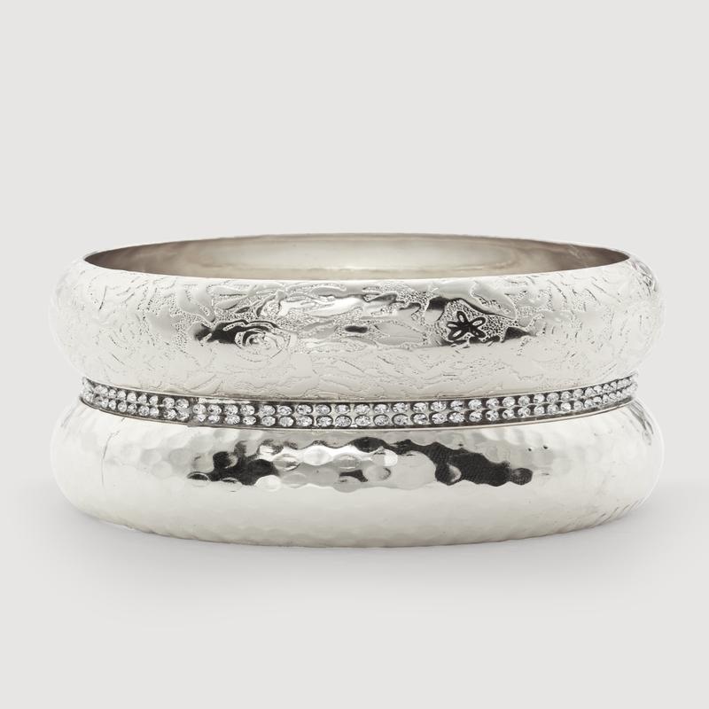 Plus Size Patterned Metallic Assorted Bangles Set of 3