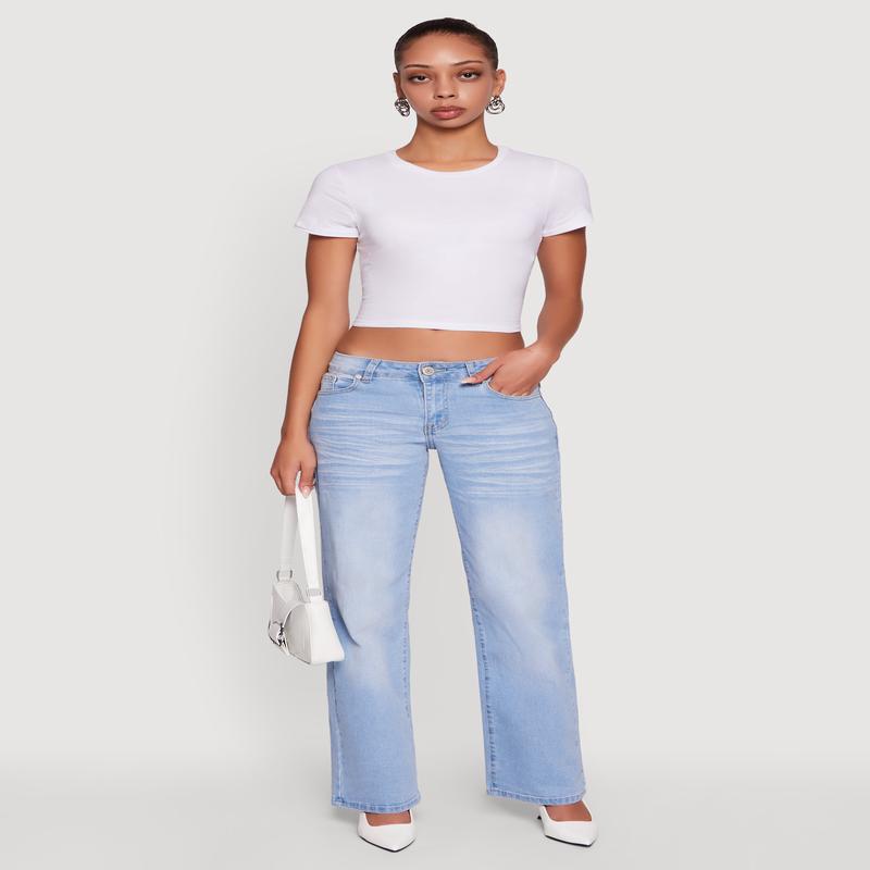 VIP Whiskered Stretch Straight Leg Jeans