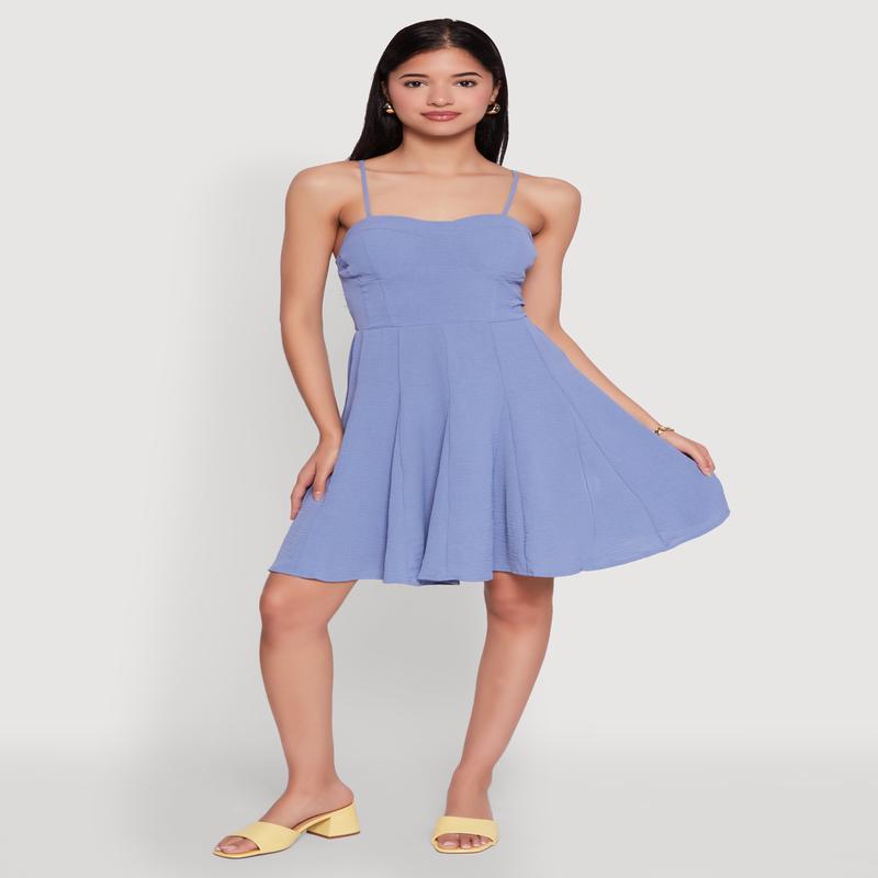 Airy Bustier Pleated Skater Dress