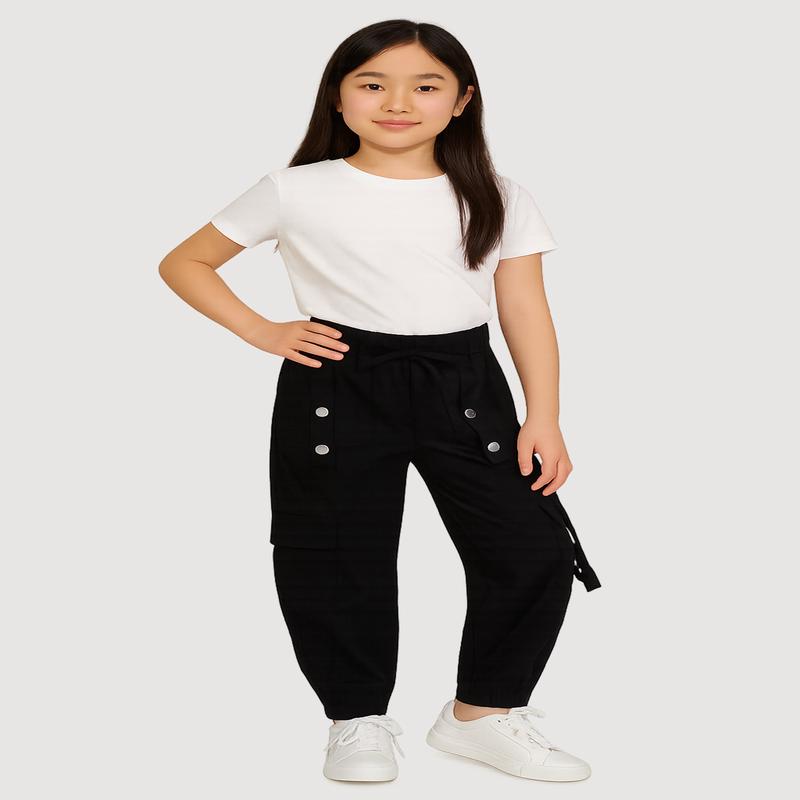 Girls Snap Button Detail Cargo Joggers