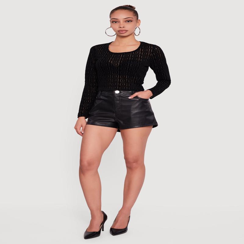 Greek Key Velvet Burnout Long Sleeve Top