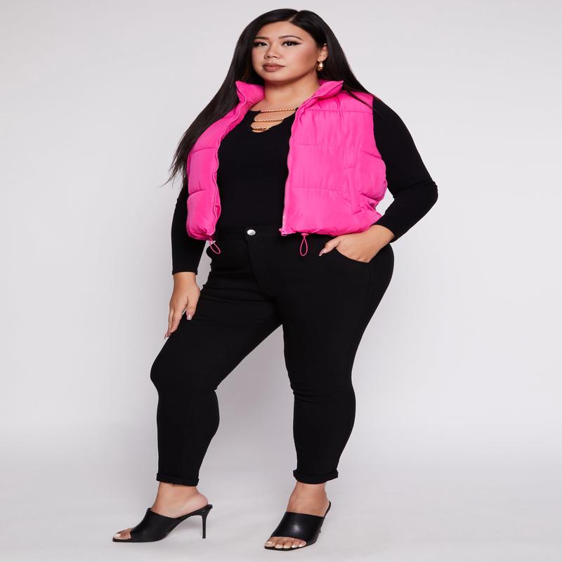 Plus Size Rolled Cuff High Waisted Pants