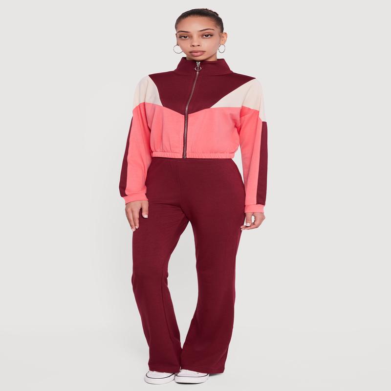 Solid High Waisted Pull On Flare Leg Pants