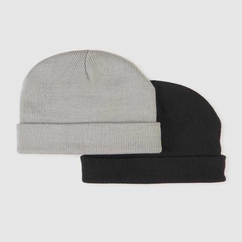 Solid Rib Knit Cuffed Beanie 2 Pack