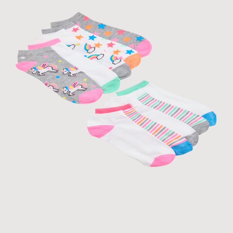 Toddler Girls Printed Pattern Ankle Socks 10 Pack
