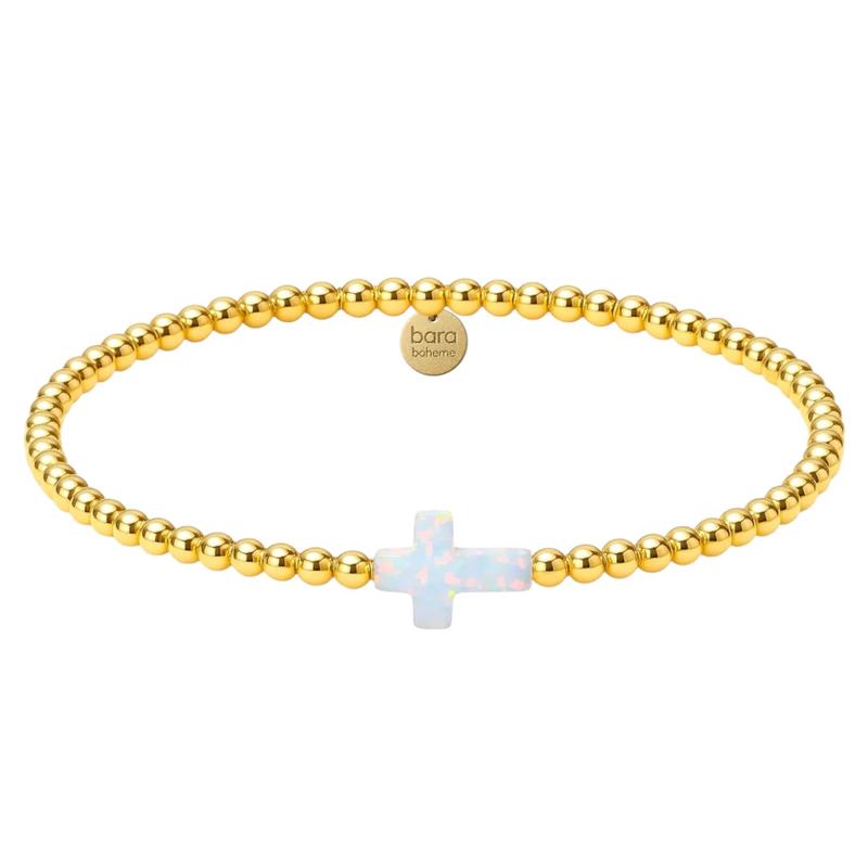 Girls' Bara Boheme Opal Cross Petite  Bracelet