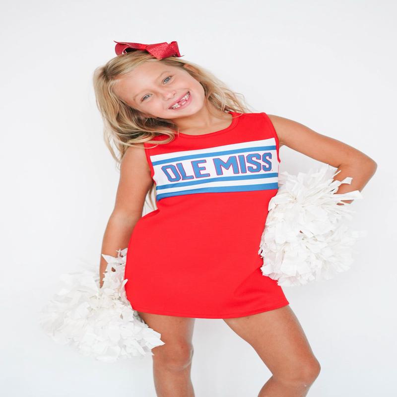 Girls' Scarlet Ole Miss Striped Cheer Dress