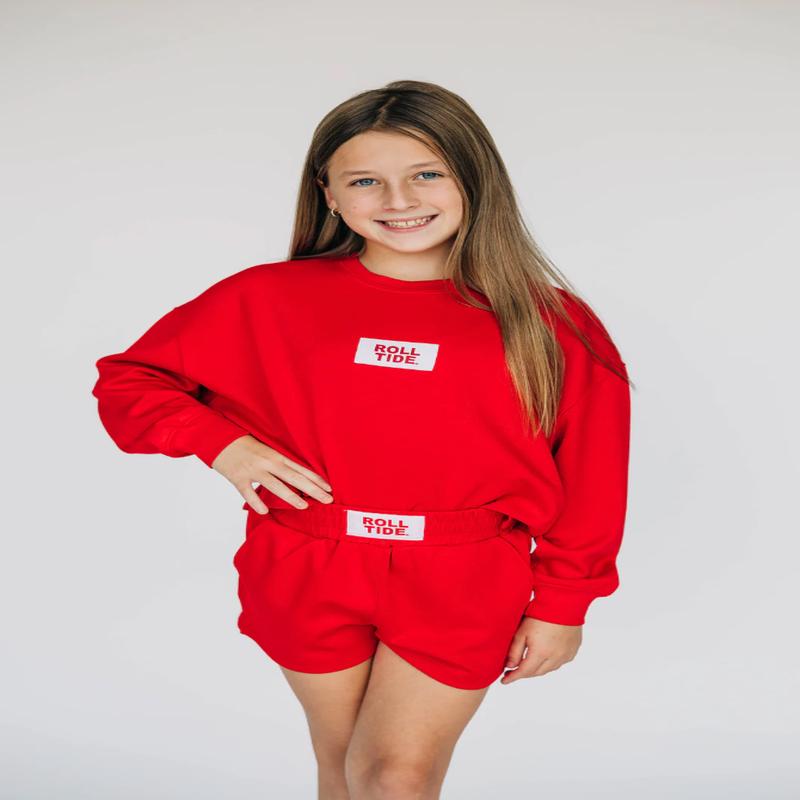 Girls' Scarlet & Gold Roll Tide Ava Airy Crewneck