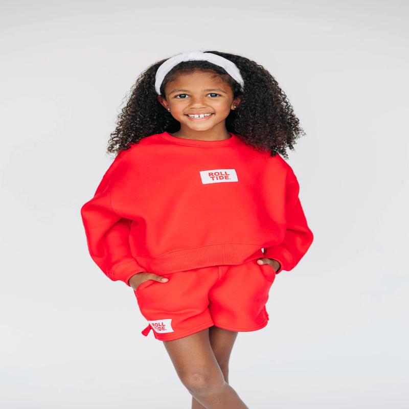 Girls' Scarlet & Gold Roll Tide Drop Shoulder Sweatshirt