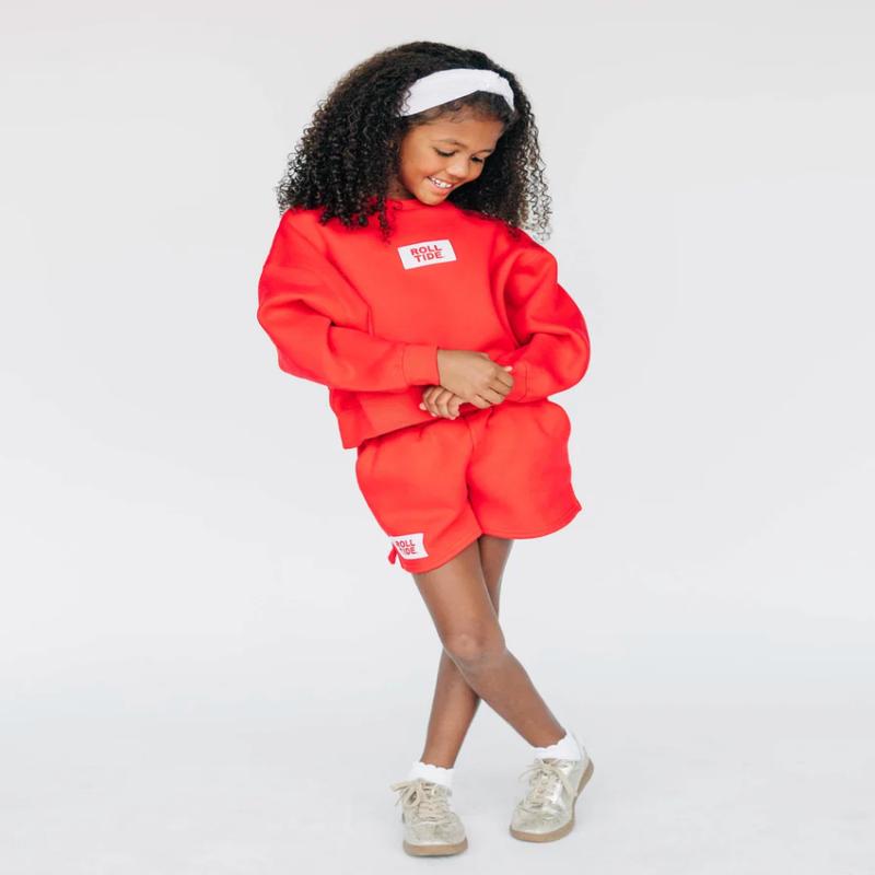 Girls' Scarlet & Gold Roll Tide High Waisted Sweat Short