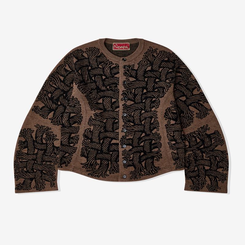 Christopher Nemeth - Mens Round Neck Cardigan - (Brown)