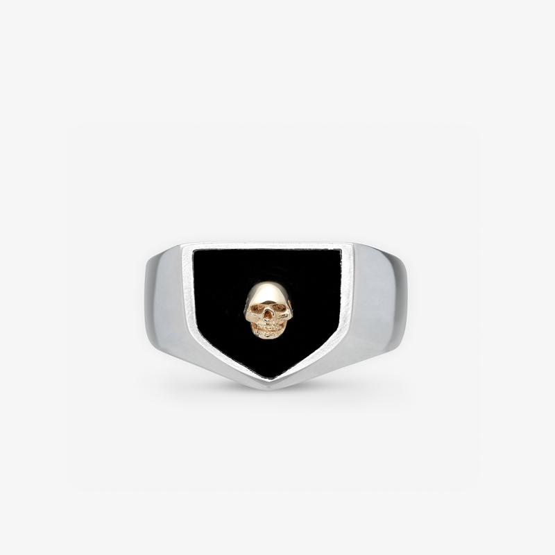 The Great Frog - Front Skull Shield Ring - (Silver/Gold)