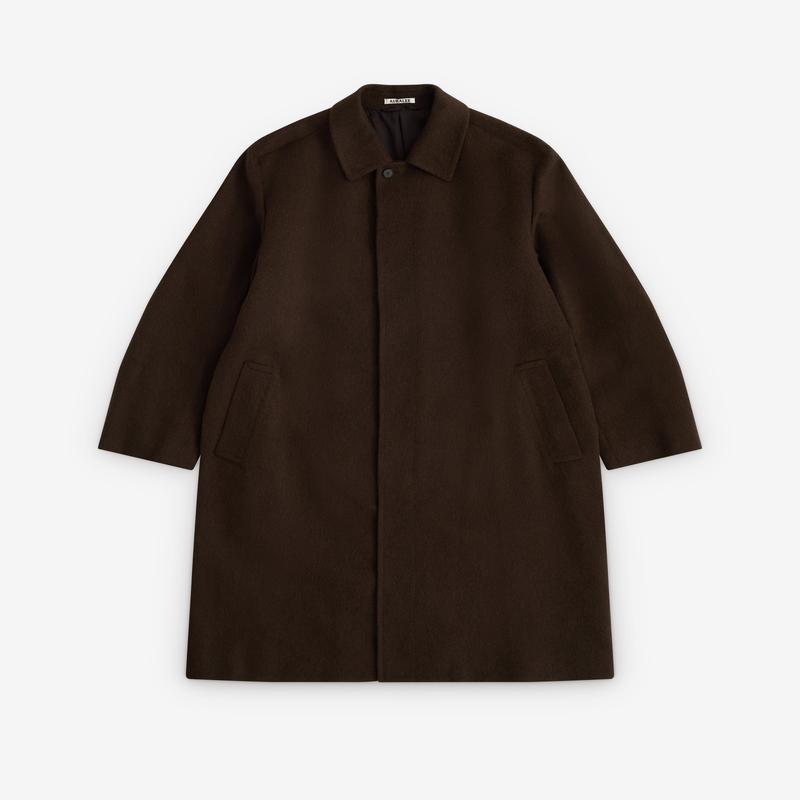 Auralee - Men's Baby Camel Flannel Coat - (Dark Brown)