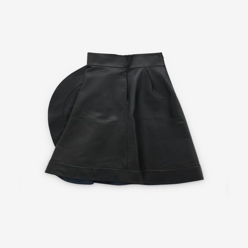 Bottega Veneta - Womens Leather A-Line Skirt - (Navy)