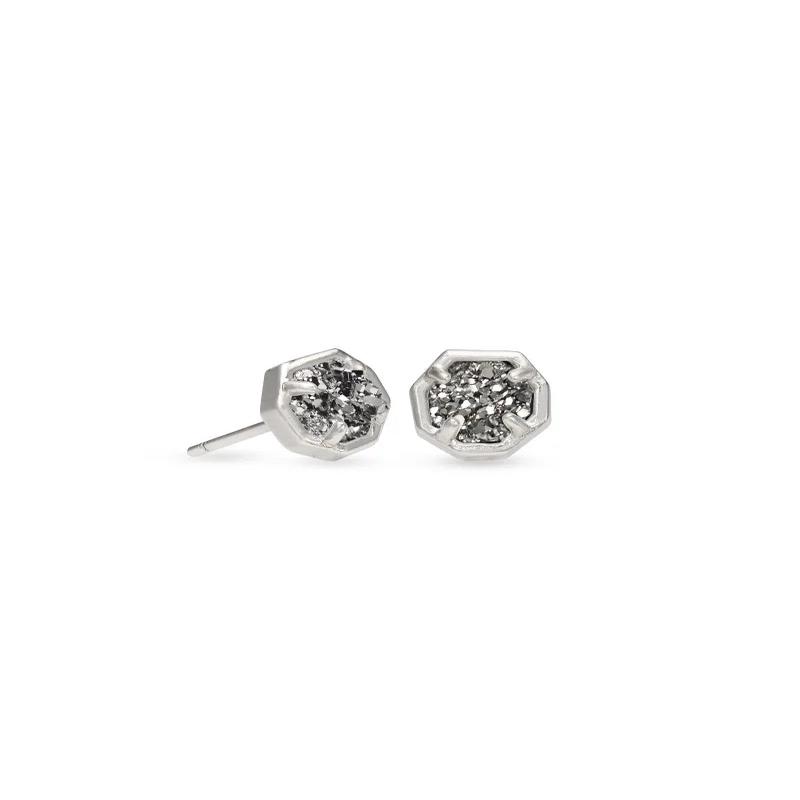 Kendra Scott Nola Silver Stud Earrings in Platinum Drusy