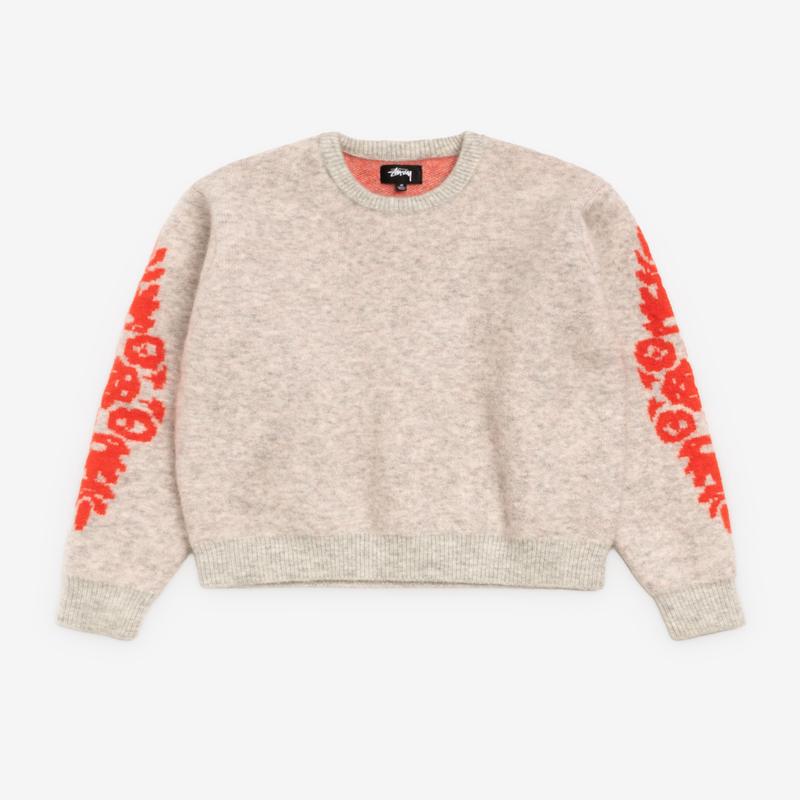 Stssy - Men's Flower Mohair Sweater - (Grey Heather)