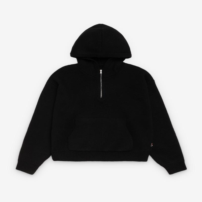 Stssy - Men's Quarter Zip Sweater Hood - (Black)
