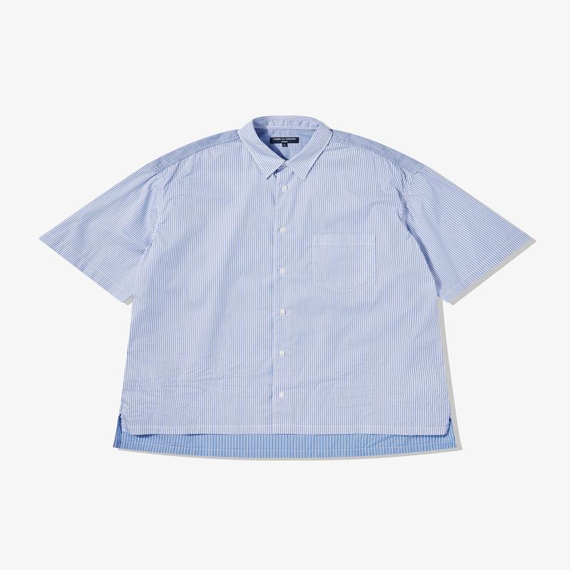Comme des Garons Homme - Mens Striped Short Sleeve Shirt - (Blue Stripe)