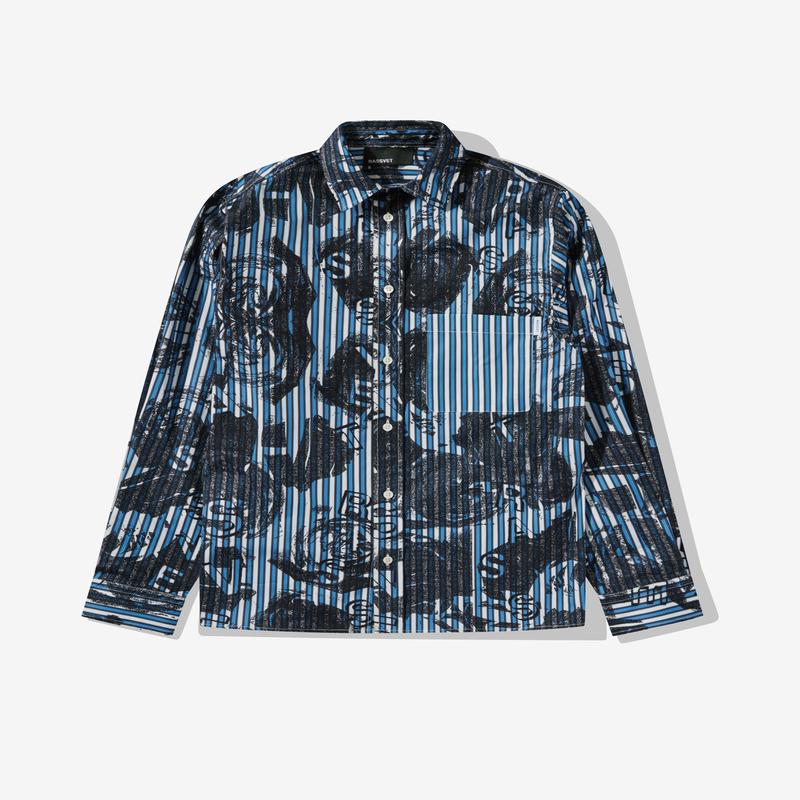Rassvet - Mens Roses All Over Print Shirt - (Blue)