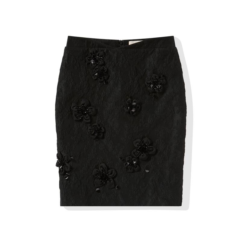 SHUSHU/TONG - Womens Low-Waisted Straight Skirt - (Black)