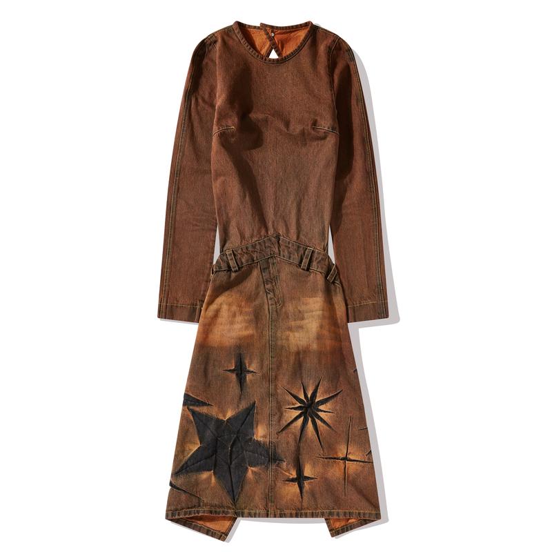 Masha Popova - Womens Backless Denim Dress - (Mud Brown)