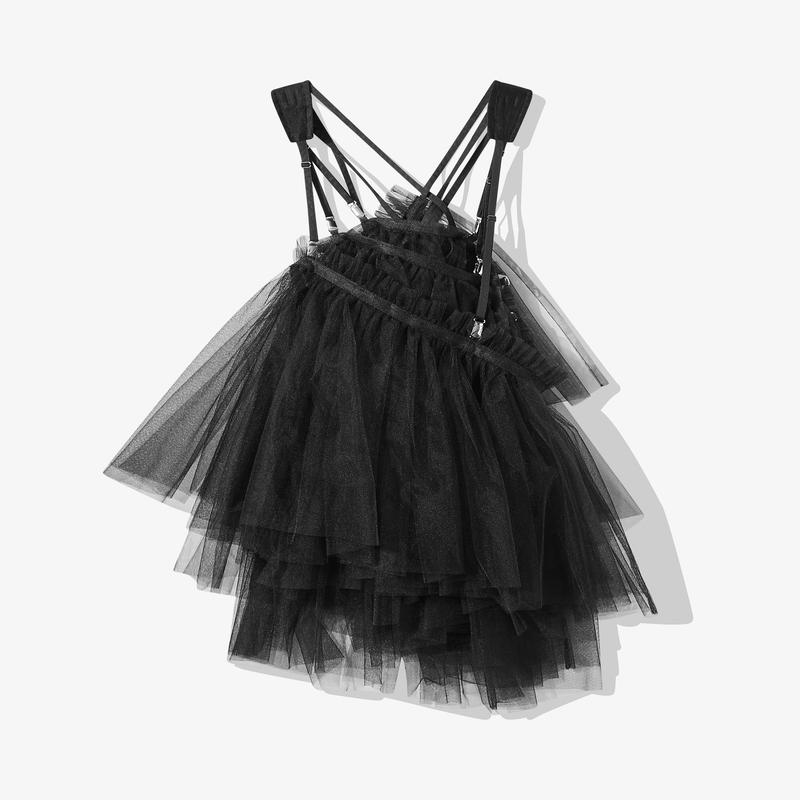 Noir Kei Ninomiya - Womens Nylon Tulle Skirt Pinafore - (Black)