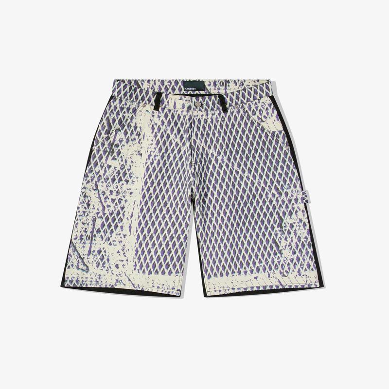 Rassvet - Mens Mesh Camo Print Denim Shorts - (Black)