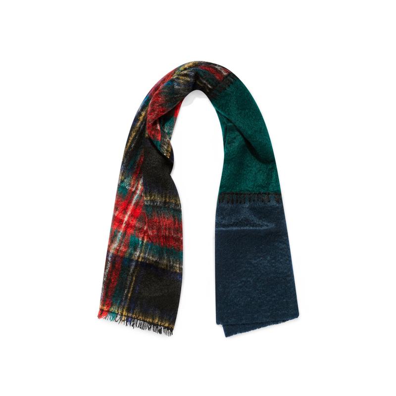 tao - Samuel Tweed Mohair Stole - (Black/Navy/Green)