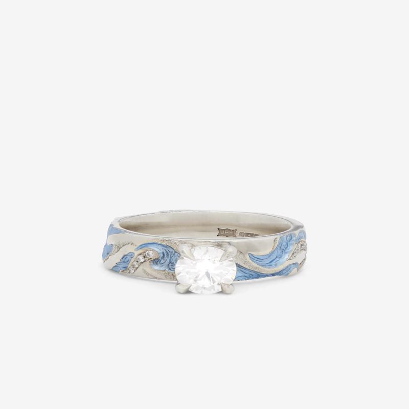 Castro - Wave Engagement Ring - (Blue)