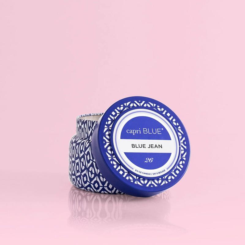 Curio 8.5oz Blue Printed Travel Tin Candle