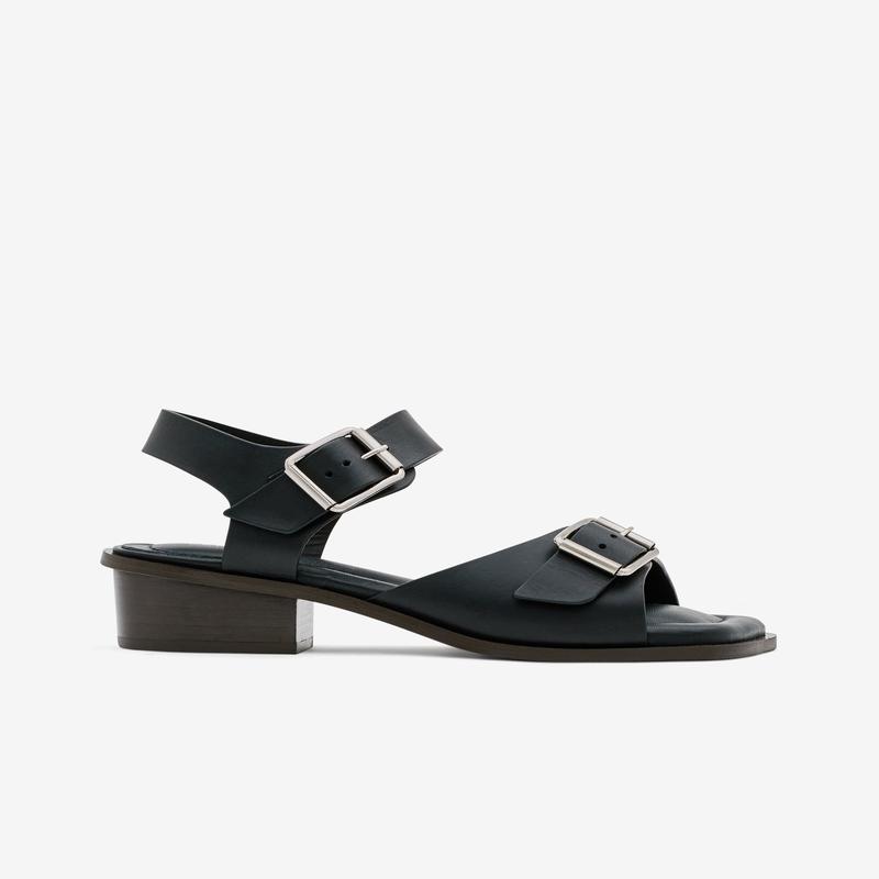 Lemaire - Womens Square Heeled Sandals With Strap - (Black)