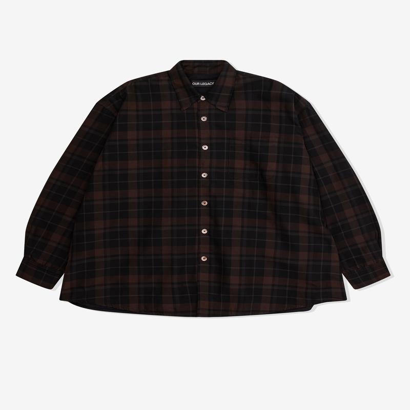 Our Legacy - Mens Borrowed Shirt - (Black Sheer Shadow Check)
