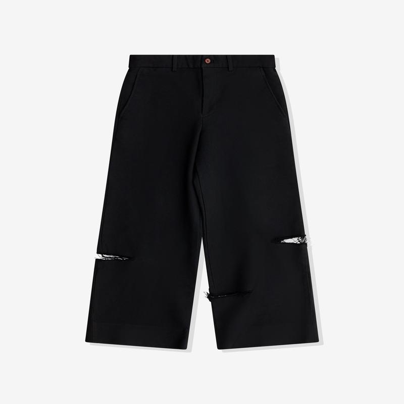 Black Comme des Garons - Polyester Gabardine Cut Pants - (Black)